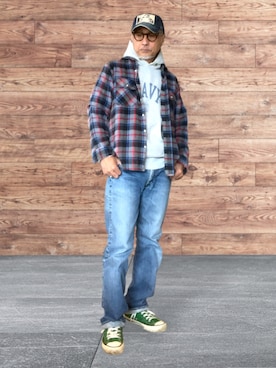 「アイテム（パーカー）」を使った、kazu1969さん（メンズ・170cm）の春コーディネート