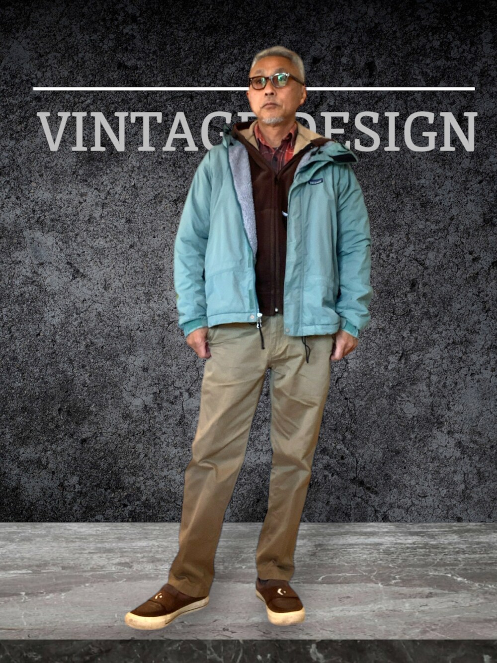 「アメカジ、ダッズスタイル、アメリカンスタンダード、スタジャン、チノパン、patagonia、carhartt」｜「CONVERSEの【CONVERSE / コンバース】SK LOAFER（スリッポン、ブラウン系）」を使った、kazu1969さん（メンズ・170cm）の冬コーディネートの1枚目の写真