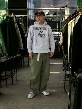 「アイテム（パーカー）」を使った、kazu1969さん（メンズ・170cm）の秋コーディネート