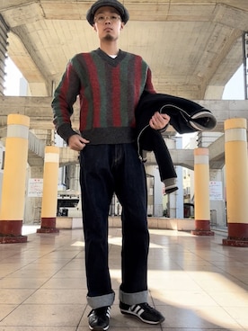 「Big John（ビッグジョン）のアイテム」を使った、Reomaさん（メンズ・171cm）の冬コーディネート