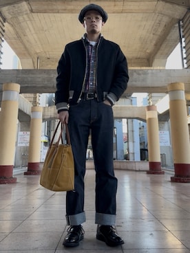 「アメカジ」｜Reomaさん（メンズ・171cm）の冬コーディネート