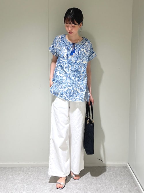 SHIPS any:〈手洗い可能〉メッシュ ジャカード カフタン スキッパー