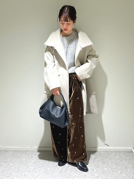 「eness（エネス）のアイテム」を使った、天本さん（レディース・165cm）の冬コーディネート