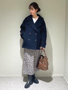 「SHIPS any（シップス エニィ）のSHIPS any:〈手洗い可能〉レオパード ジャカード Iライン イージー スカート（スカート）」を使った、天本さん（レディース・165cm）の冬コーディネート
