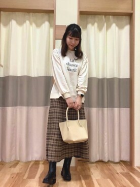「Samansa Mos2 blue（サマンサモスモスブルー）のアイテム（スウェット）」を使った、ym.さん（レディース・160cm）の秋コーディネート