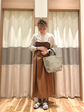 「Samansa Mos2 blue（サマンサモスモスブルー）のアイテム（ワンピース、オレンジ系）」を使った、ym.さん（レディース・160cm）の春コーディネート