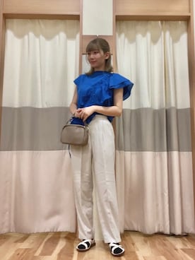 「Samansa Mos2 blue（サマンサモスモスブルー）のアイテム（サンダル）」を使った、ym.さん（レディース・160cm）の夏コーディネート