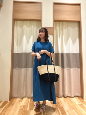 「Samansa Mos2 blue（サマンサモスモスブルー）のアイテム（かごバッグ）」を使った、ym.さん（レディース・160cm）の夏コーディネート