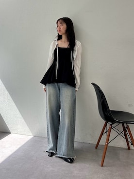 「アイテム（シャツ/ブラウス）」を使った、小南優歩さん（レディース・163cm）の夏コーディネート