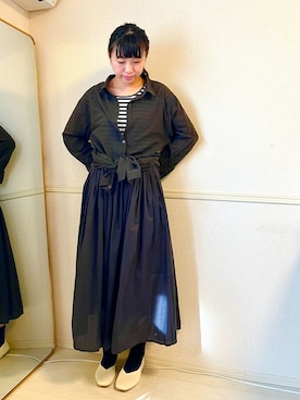「マキシスカート」｜「アイテム（シャツワンピース）」を使った、こねひよさん（レディース・161cm）の秋コーディネート