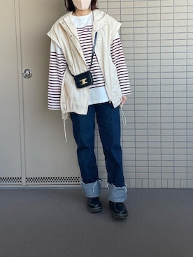 「KOBE LETTUCE（コウベレタス）のアイテム（デニムパンツ、ブルー系）」を使った、canata*さん（レディース・161cm）の秋コーディネート