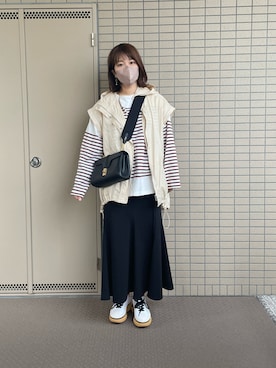 「Onitsuka Tiger（オニツカタイガー）のDELECITY / デレシティ（スニーカー、ホワイト系）」を使った、canata*さん（レディース・161cm）の秋コーディネート