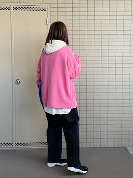 「coca（coca）（コカ）の＼＼新色登場／／ピグメントロゴプリントスウェット（スウェット、ピンク系）」を使った、canata*さん（レディース・161cm）の秋コーディネート