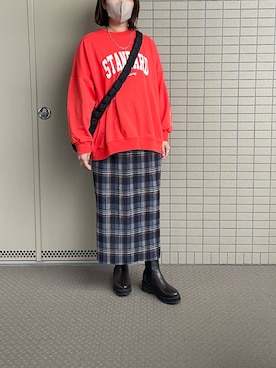 「coca（coca）（コカ）の＼＼新色登場／／チェック柄細プリーツスカート（スカート、ブラック系）」を使った、canata*さん（レディース・161cm）の秋コーディネート