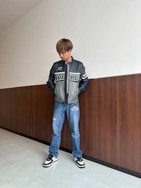 「AVIREX（アヴィレックス）のアイテム（ライダースジャケット）」を使った、AOKIさん（メンズ・172cm）の秋コーディネート