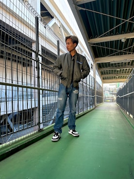 「アイテム（MA-1、その他）」を使った、AOKIさん（メンズ・172cm）の秋コーディネート