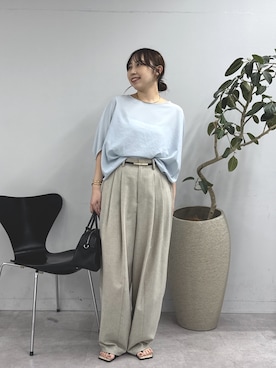 「GALLARDAGALANTE（ガリャルダガランテ）のドルマンジャージープルオーバー（シャツ/ブラウス、ブルー系）」を使った、mamifujiiさん（レディース・158cm）の春コーディネート