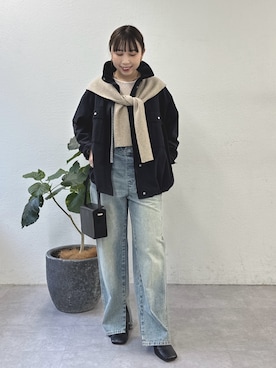 「アイテム（オールインワン・サロペット）」を使った、mamifujiiさん（レディース・158cm）の冬コーディネート