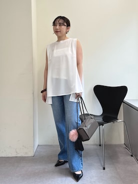 「シアートップス」｜「アイテム（財布/小物）」を使った、mamifujiiさん（レディース・158cm）の夏コーディネート