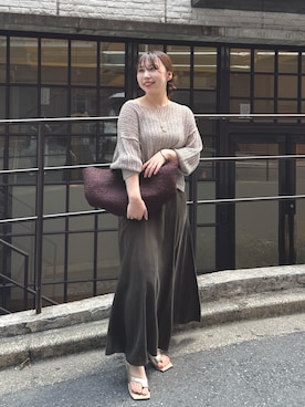 「GALLARDAGALANTE（ガリャルダガランテ）のレーシーメッシュニット（パーカー、グレー系）」を使った、mamifujiiさん（レディース・158cm）の春コーディネート
