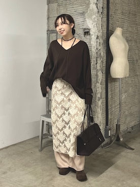 「GALLARDAGALANTE（ガリャルダガランテ）の【2.718】フラップオブロングバッグ（トートバッグ）」を使った、mamifujiiさん（レディース・158cm）の秋コーディネート