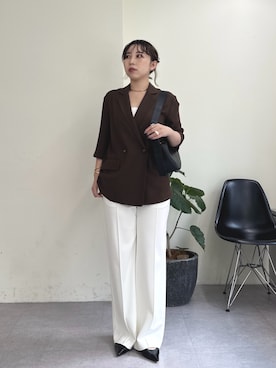 「アイテム（テーラードジャケット）」を使った、mamifujiiさん（レディース・158cm）の夏コーディネート