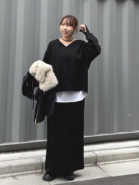 「アイテム（スカート）」を使った、mamifujiiさん（レディース・158cm）の秋コーディネート