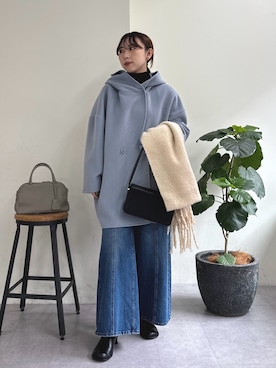 「アイテム（ストール/ショール）」を使った、mamifujiiさん（レディース・158cm）の秋コーディネート