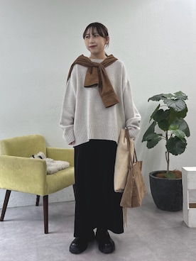 「アイテム（ストール/ショール）」を使った、mamifujiiさん（レディース・158cm）の秋コーディネート