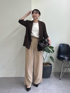 「アイテム（テーラードジャケット）」を使った、mamifujiiさん（レディース・158cm）の夏コーディネート