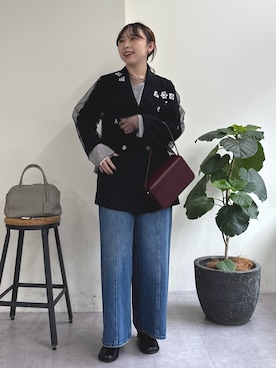 「アイテム（テーラードジャケット）」を使った、mamifujiiさん（レディース・158cm）の秋コーディネート