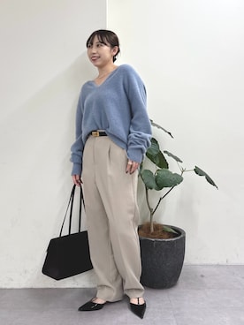 「GALLARDAGALANTE（ガリャルダガランテ）の【2.718】フラップオブロングバッグ（トートバッグ）」を使った、mamifujiiさん（レディース・158cm）の秋コーディネート