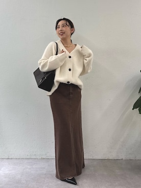 「GALLARDAGALANTE（ガリャルダガランテ）の【2.718】フラップオブロングバッグ（トートバッグ）」を使った、mamifujiiさん（レディース・158cm）の秋コーディネート