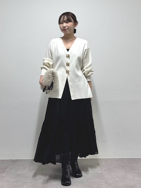 「アイテム（チョーカー）」を使った、mamifujiiさん（レディース・158cm）の秋コーディネート