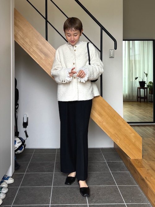 セール】アソート ツイードノーカラージャケット（ノーカラー