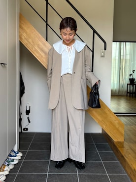 「アイテム（ノーカラージャケット）」を使った、mikkoさん（レディース・161cm）の春コーディネート