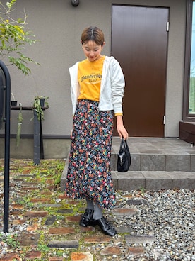 「THE SHINZONE（ザ　シンゾーン）のTHE SHINZONE Wandervogel CLUB LONG SLEEVES TEE 25AMSCU08（Tシャツ/カットソー、イエロー系）」を使った、mikkoさん（レディース・161cm）の春コーディネート