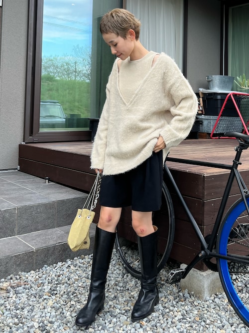 Steven Alan＞レザー ライディング ロングブーツ（ブーツ