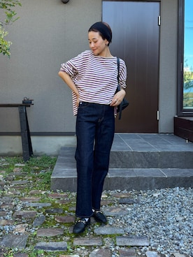 「アイテム（パープル系）」を使った、mikkoさん（レディース・161cm）の秋コーディネート