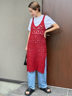 「LOGAN knitting mills（ローガンニッティングミルズ）のアイテム」を使った、mikkoさん（レディース・161cm）の夏コーディネート