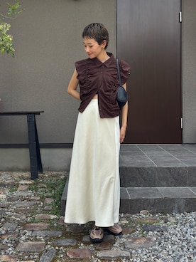「CENE（セネ）のアイテム（アクセサリー）」を使った、mikkoさん（レディース・161cm）の夏コーディネート