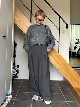 「アイテム（ベルト）」を使った、mikkoさん（レディース・161cm）の冬コーディネート