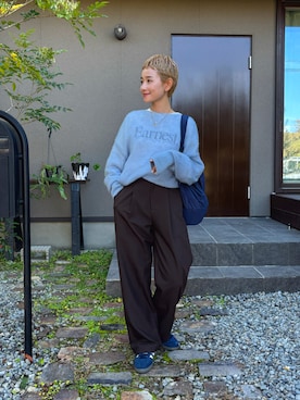 「アイテム（ニット/セーター）」を使った、mikkoさん（レディース・161cm）の秋コーディネート