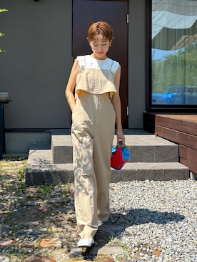 「アイテム（オールインワン・サロペット）」を使った、mikkoさん（レディース・161cm）の夏コーディネート