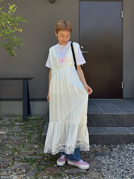 eL】Gather Lace V One-piece/582474を使った人気ファッション