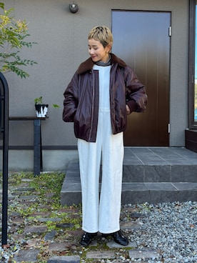 「アイテム（オールインワン・サロペット）」を使った、mikkoさん（レディース・161cm）の冬コーディネート