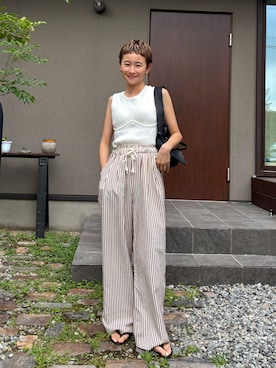 「アイテム（ニット/セーター）」を使った、mikkoさん（レディース・161cm・30代）の夏コーディネート