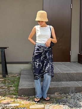 「アイテム（イヤリング）」を使った、mikkoさん（レディース・161cm）の夏コーディネート