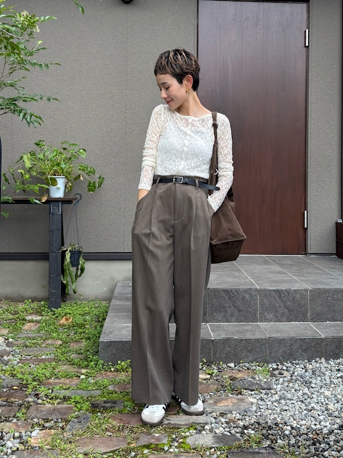 ポリエステルブレンド 2タック タブワイドパンツ（その他パンツ