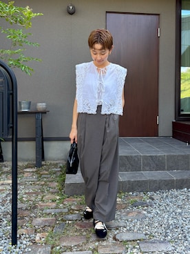 「アイテム（スラックス）」を使った、mikkoさん（レディース・161cm）の夏コーディネート